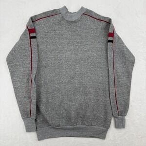 VTG 80s Crewneck Gym Raglan Striped Sweatshirt Sz XL Tri-Blend USA Made Blank